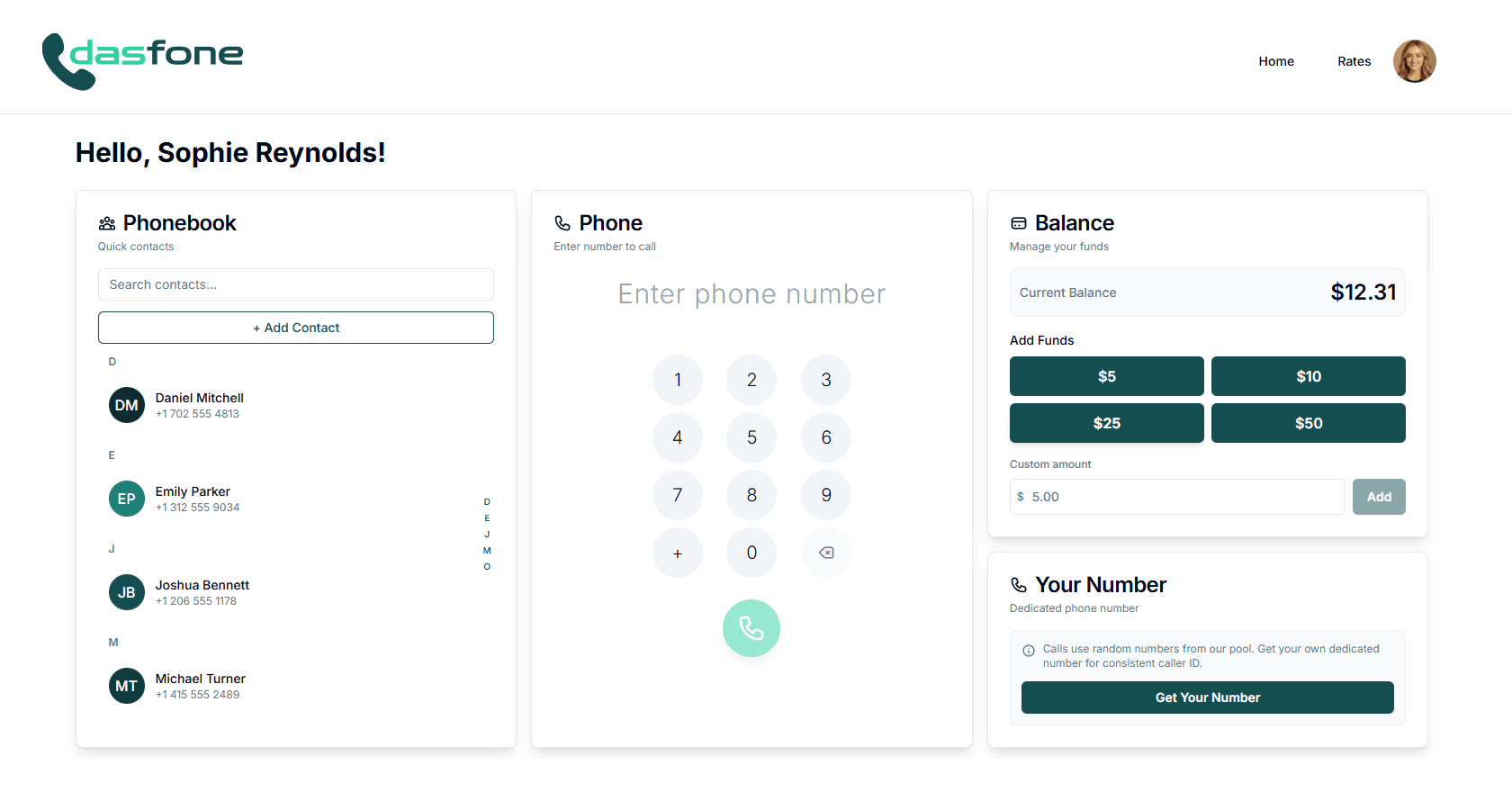 dasfone application interface
